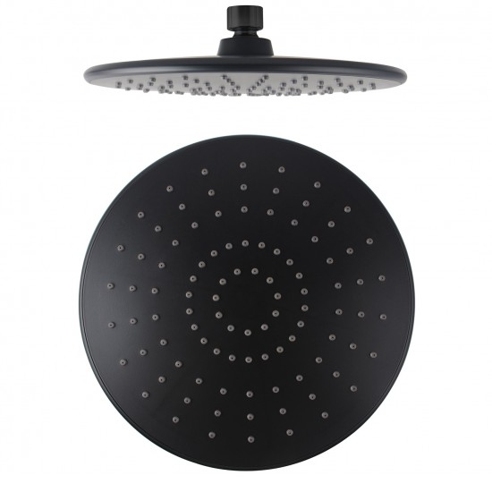 Round 230mm ABS Matte Black Shower Head with Ceiling Mounted Shower Arm